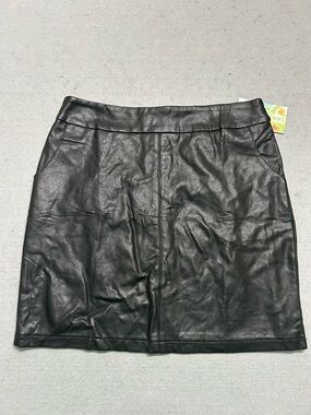 Women’s Herlollychips Faux Leather Mini Skirt Black High Waist L NWT